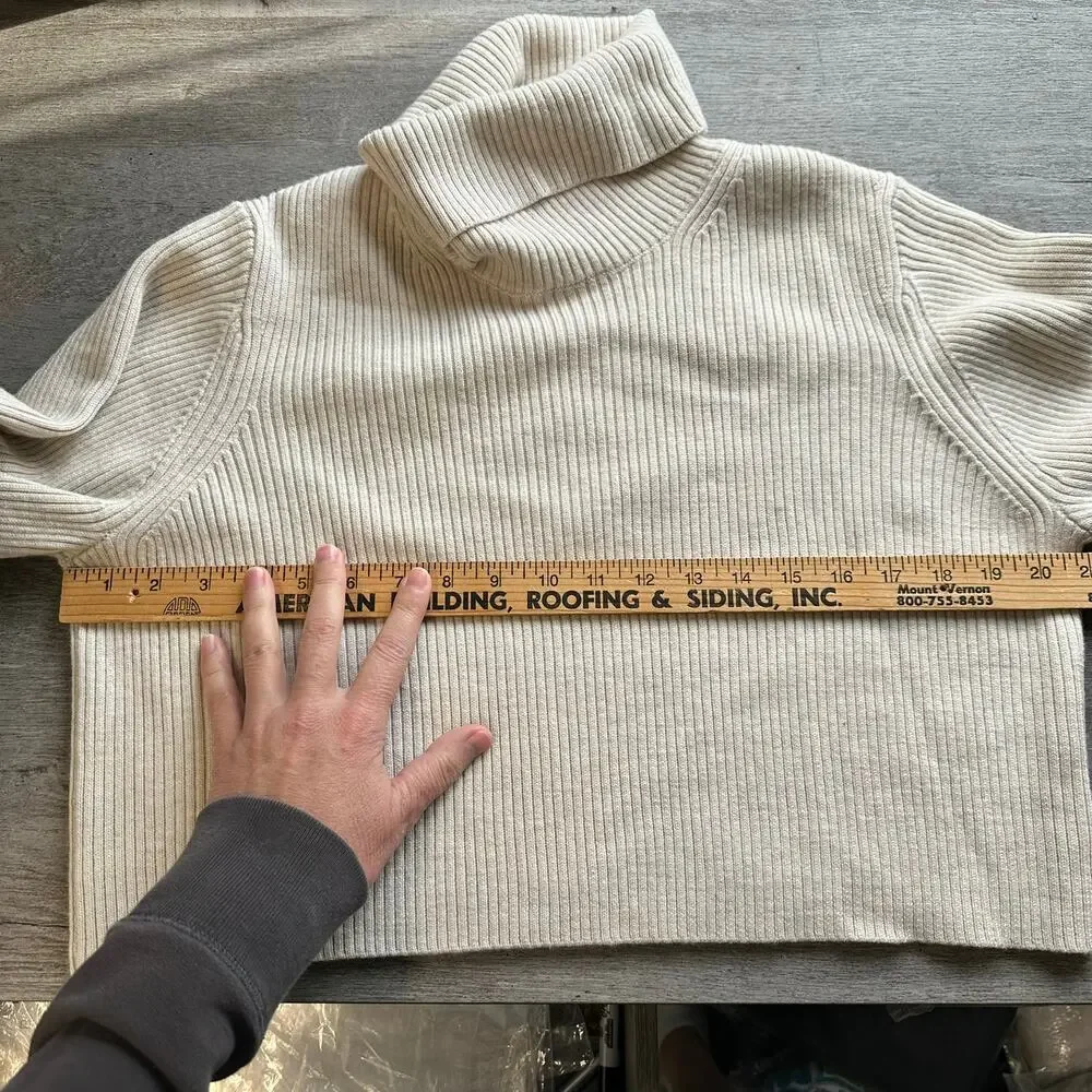 Aritzia Wilfred Rebecca Turtleneck Sweater Merino Wool Cream Med
